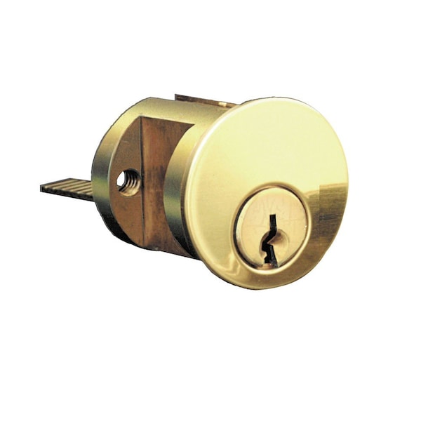 Keyed Different 5 Pin Rim Cylinder with Screw Cap with Kwikset Keyway Bright Brass Finish